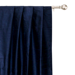 Navy Blue Pure Silk Dupioni Curtain Panels