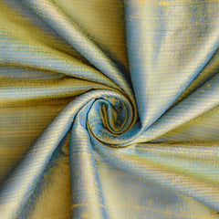 Turquoise, Gold Silk Dupioni Fabric By The Yard