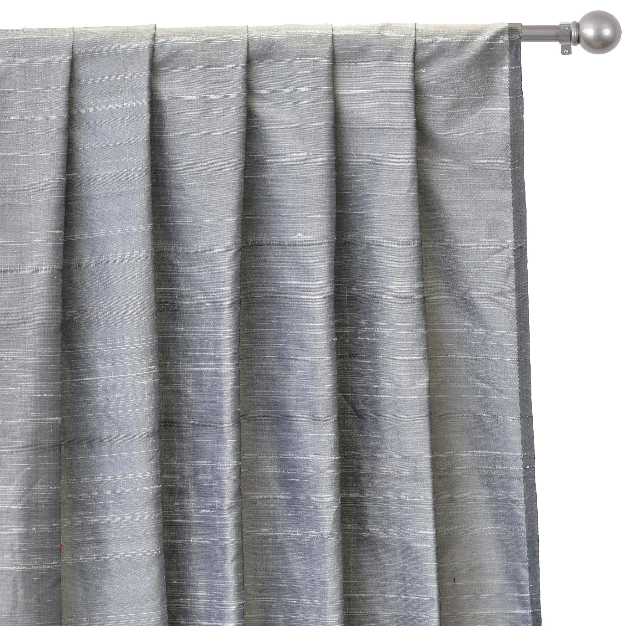 Grey Silk Dupioni Curtain Panels