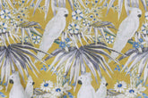White Parrots Cotton Fabric By The Yard