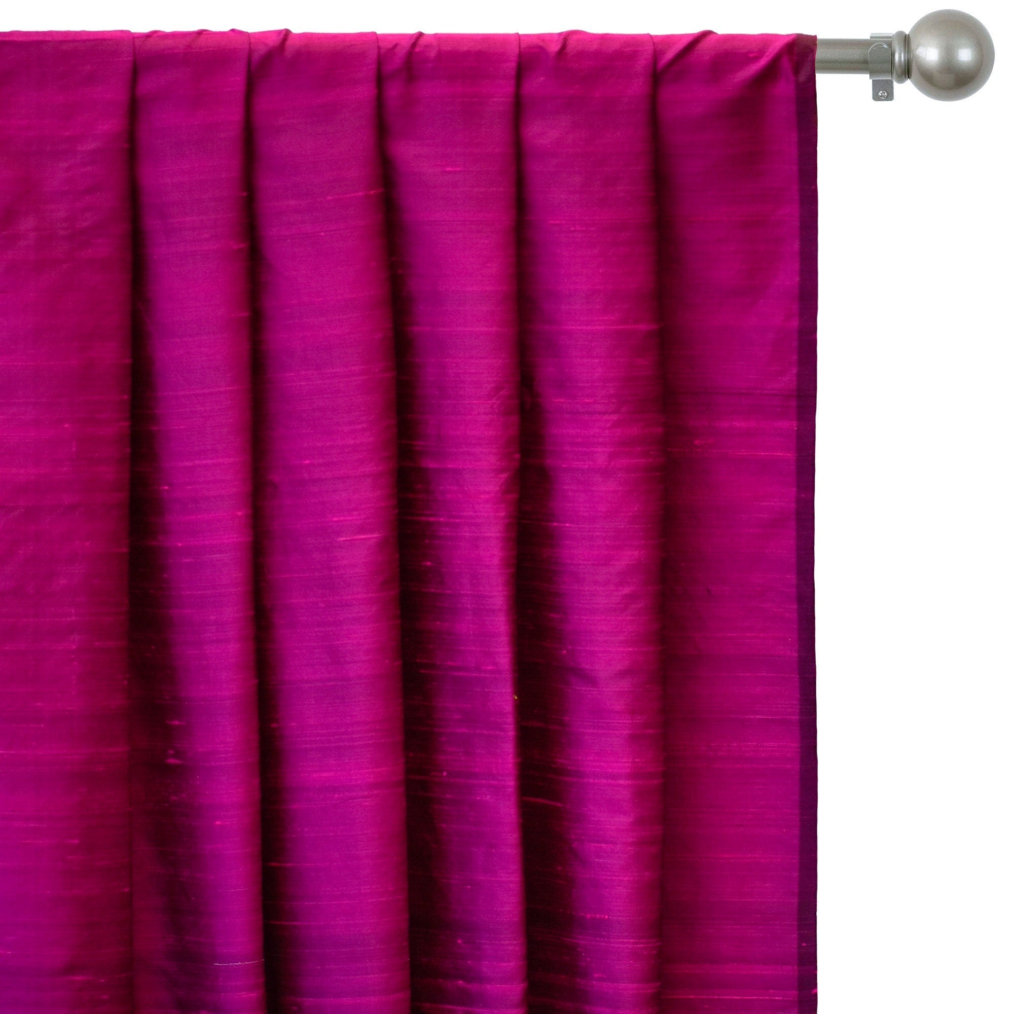 Dark Fuchsia Pink Silk Dupioni Curtain Panels