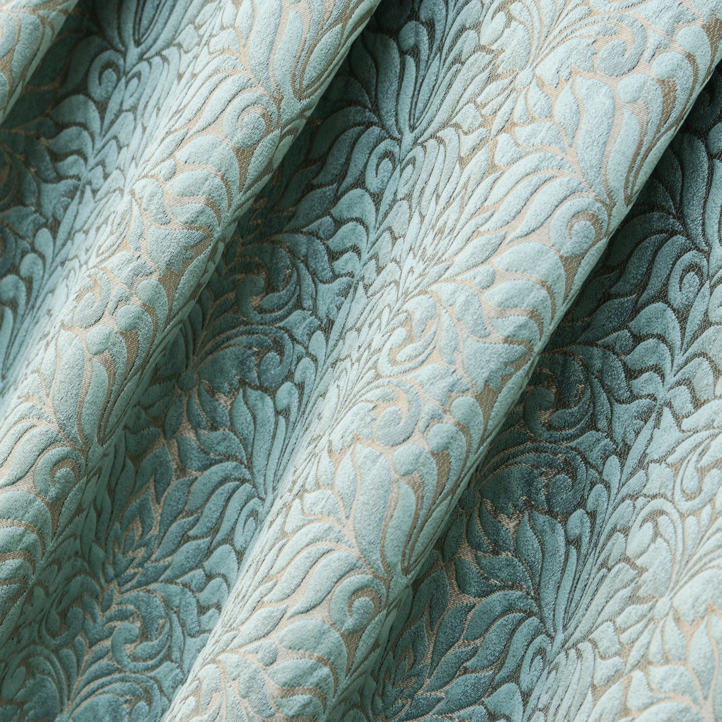 Teal Jacquard Fabric By The Yard