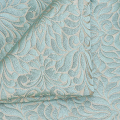Teal Jacquard Fabric By The Yard