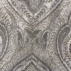 Grey And Cream Jacquard Velvet Fabric By The Yard