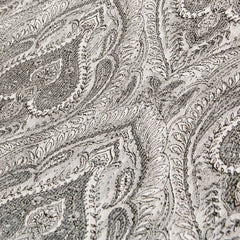 Grey And Cream Jacquard Velvet Fabric By The Yard