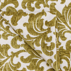 Chartreuse Flowers Jacquard Velvet Fabric By The Yard