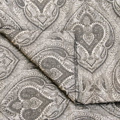Grey And Cream Jacquard Velvet Fabric By The Yard
