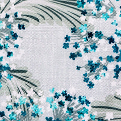 Turquoise Blue Flowers Cotton Fabric By The Yard