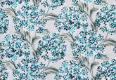Turquoise Blue Flowers Cotton Fabric By The Yard