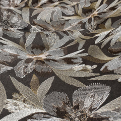Brown Flower Wool Fabric By The Yard