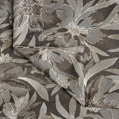 Brown Flower Wool Fabric By The Yard