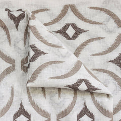 Off White, Brown Sheer Fabric By The Yard