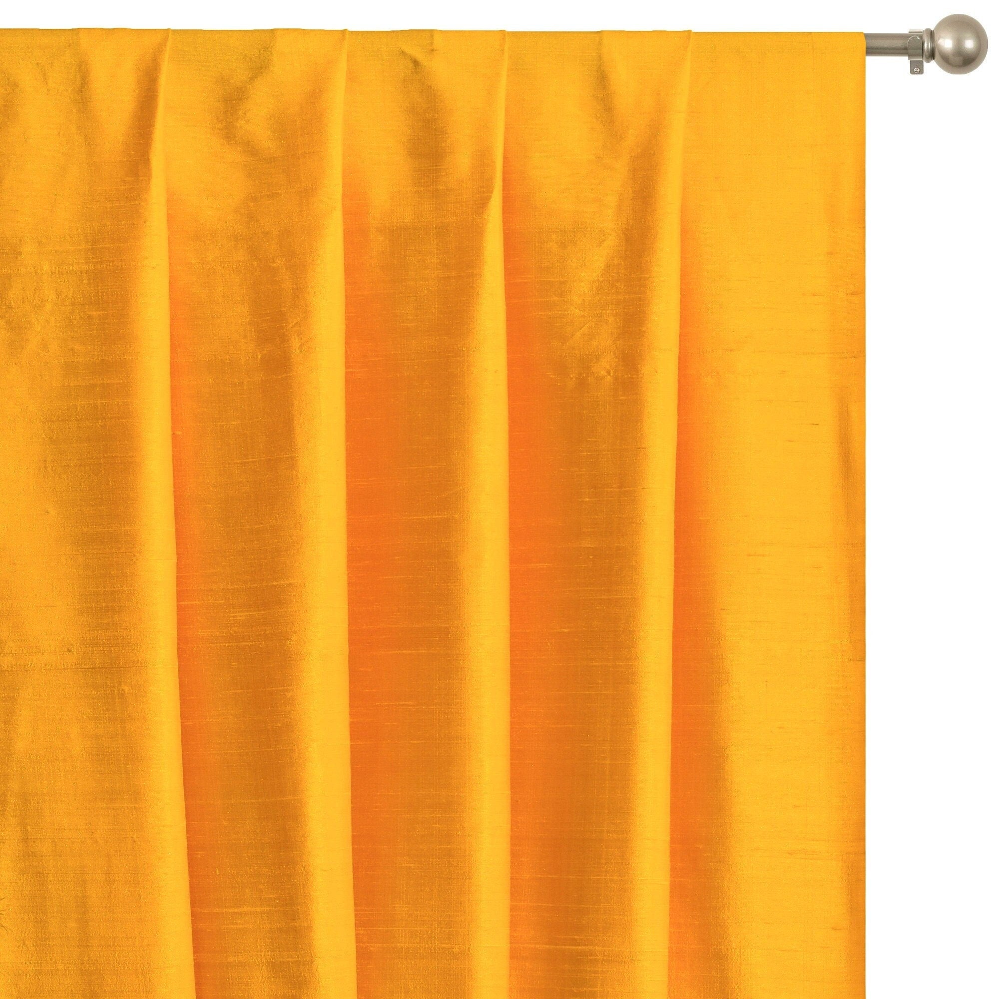 Bright Saffron Yellow Pure Silk Dupioni Curtain Panels