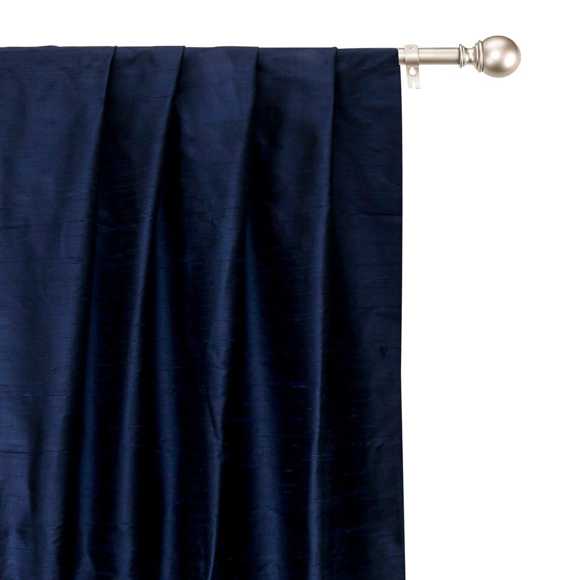 Navy Blue Silk Dupioni Curtain Panels