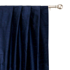 Navy Blue Silk Dupioni Curtain Panels