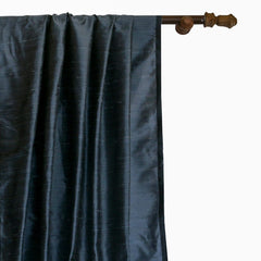 Midnight Blue Silk Dupioni Curtain Panels