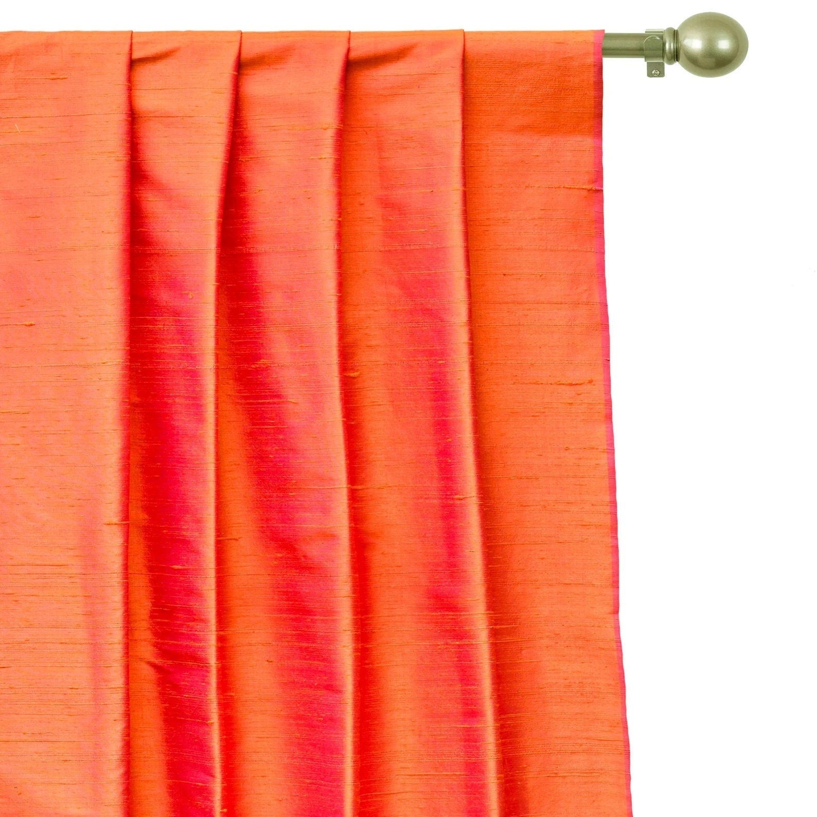Orange & Pink Pure Silk Dupioni Curtain Panels