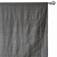Charcoal Gray Pure Silk Dupioni Curtain Panels