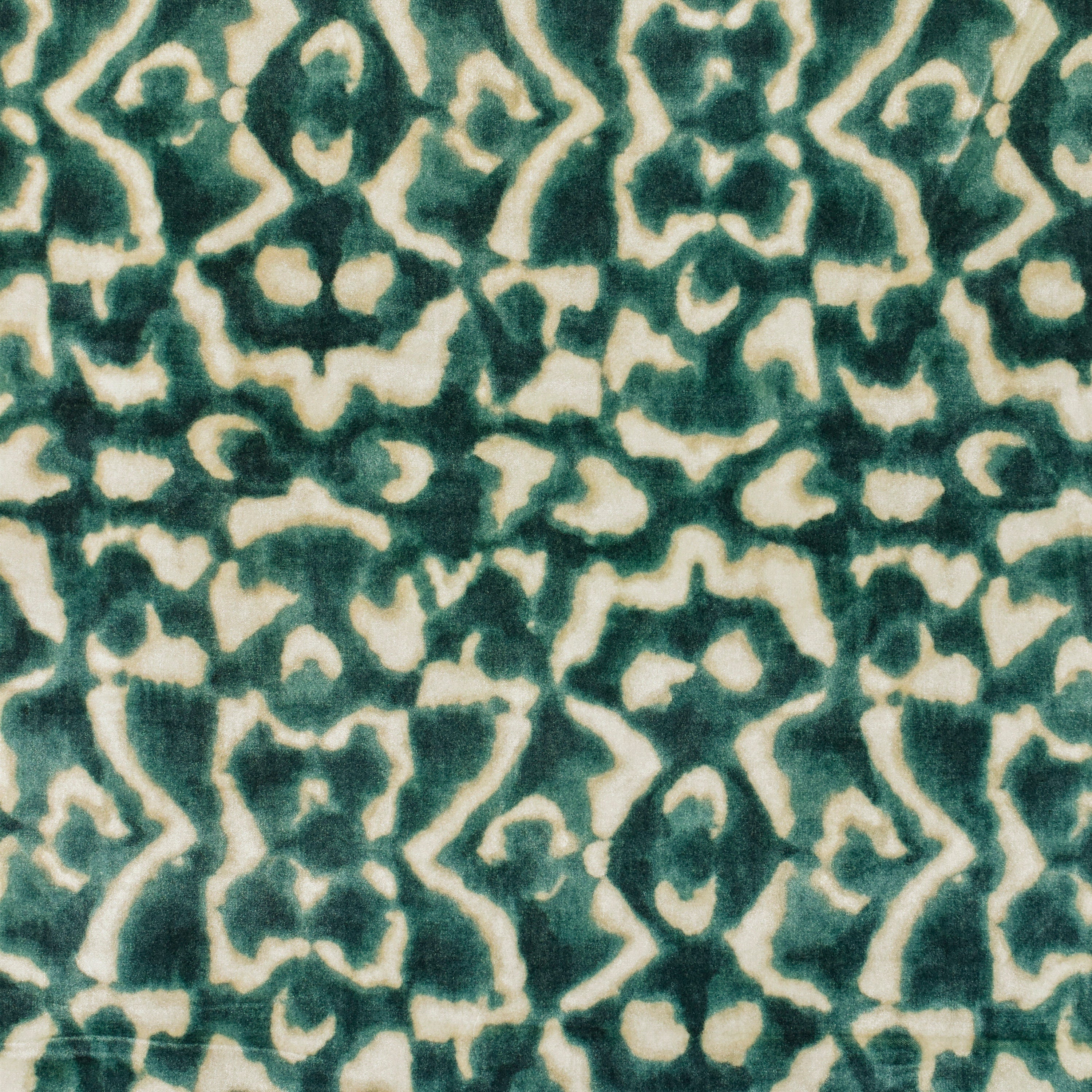Green And Ivory Velvet Fabric By The Yard