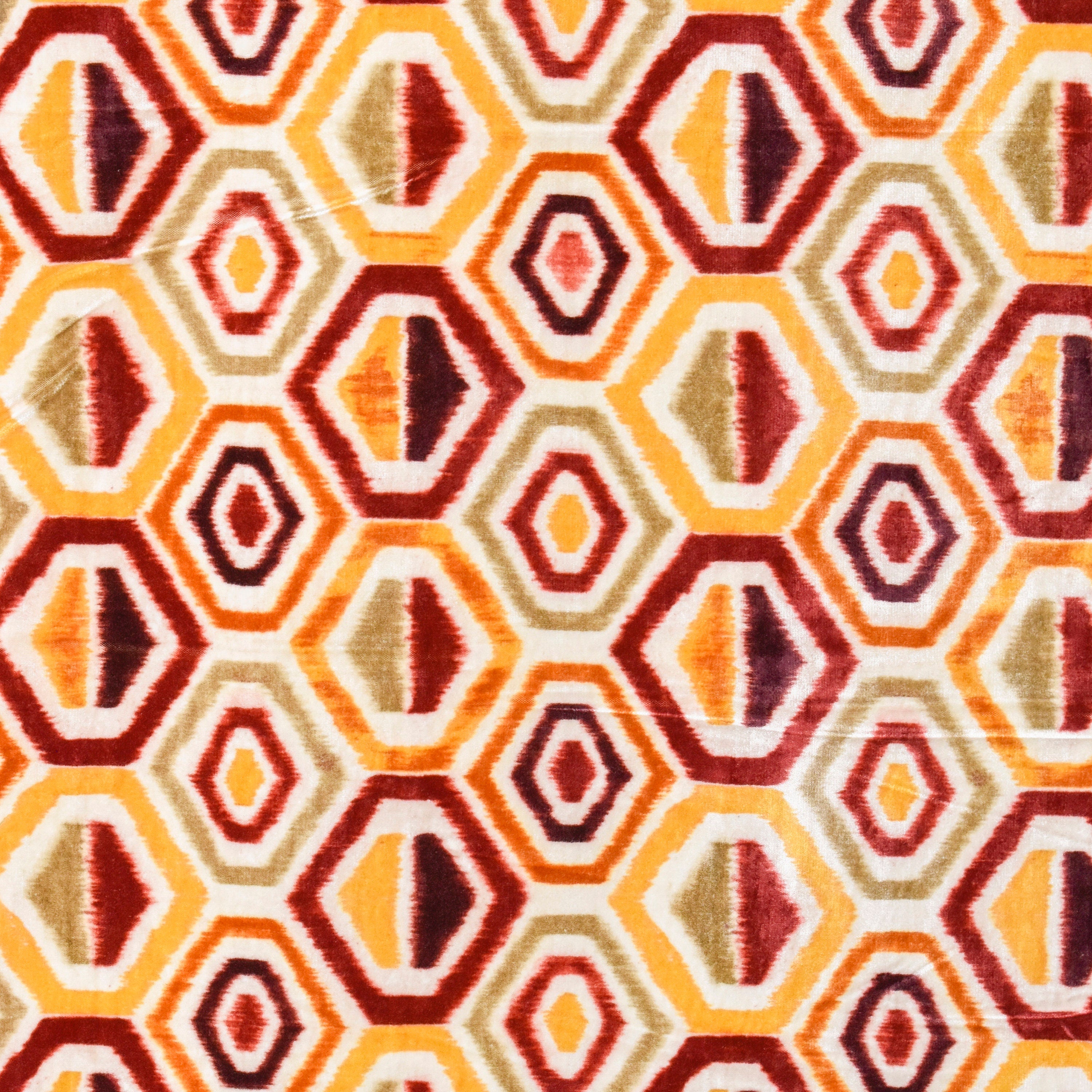 Yellow And Orange Velvet Fabric By The Yard