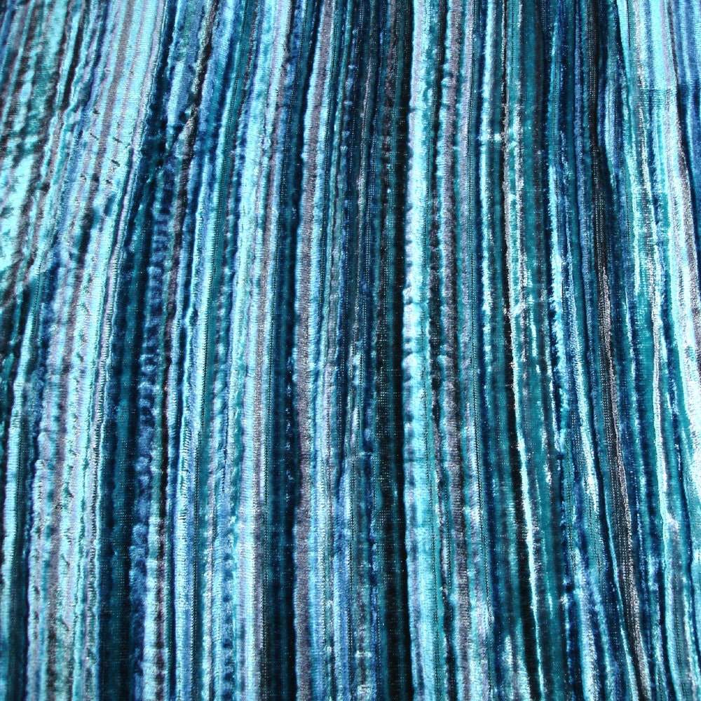 Aqua Swirls Velvet Fabric By The Yard
