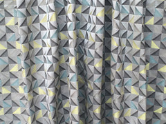 Grey And Yellow Triangle Cotton Fabric By The Yard