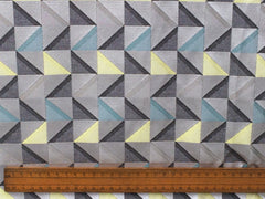 Grey And Yellow Triangle Cotton Fabric By The Yard