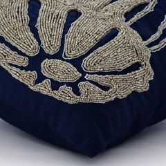 Jelly Fish At The Shore - Navy Blue Cotton Linen Throw Pillow Cover