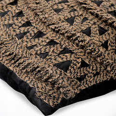 Jute Rebel Black Silk Throw Pillow Cover
