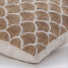 Jute Trellis - Natural Beige Cotton Linen Throw Pillow Cover