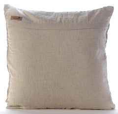 Jute Trellis - Natural Beige Cotton Linen Throw Pillow Cover