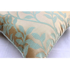 Leafy Heaven - Blue Jacquard Weave Throw Pillow Cover