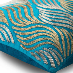 Liberty - Turquoise Blue Velvet Throw Pillow Cover