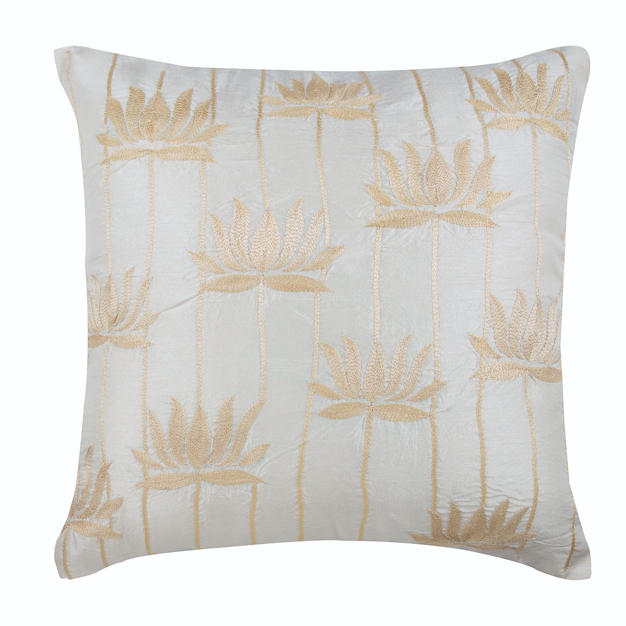 Lotus Serene Embroidery Throw Pillow Cover