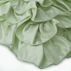 Mint Green Ruffles - Mint Green Satin Decorative Euro Sham