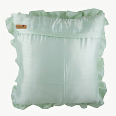 Mint Green Ruffles - Mint Green Satin Throw Pillow Cover