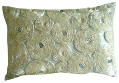 Aquamarine Roses - Art Silk Turquoise Decorative Lumbar Pillow Cover