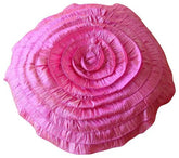 Vintage Rose - Crushed Art Silk Fuchsia Pink Decorative Round Pillow Cover