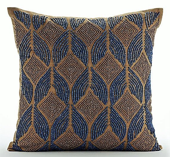 Moroccan Blue Arabian Throw Pillow Cover