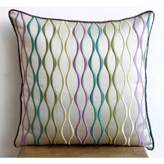 Multicolor Waves - Multicolor Jacquard Weave Throw Pillow Cover