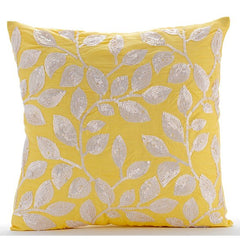 Nature Is Classy - Yellow Art Silk Decorative Euro Sham