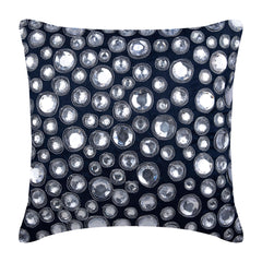 Navy Night Diamonds - Navy Blue Silk Decorative Euro Sham