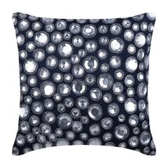 Navy Night Diamonds - Navy Blue Silk Decorative Euro Sham