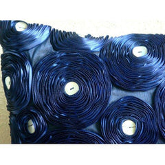 Navy Paradise - Navy Blue Art Silk Decorative Euro Sham