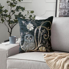 Night Owls - Black Art Silk Decorative Throw Pillow Cover