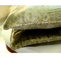 Olive Shimmer - Olive Green Velvet Throw Pillow Cover