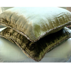 Olive Shimmer - Olive Green Velvet Throw Pillow Cover