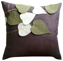 Winter Leaves - White Faux Suede Decorative Euro Sham
