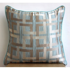 Opulence - Teal Blue Jacquard Weave Throw Pillow Cover
