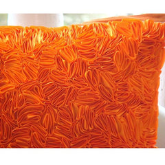 Orange Peel - Orange Art Silk Throw Pillow Cover